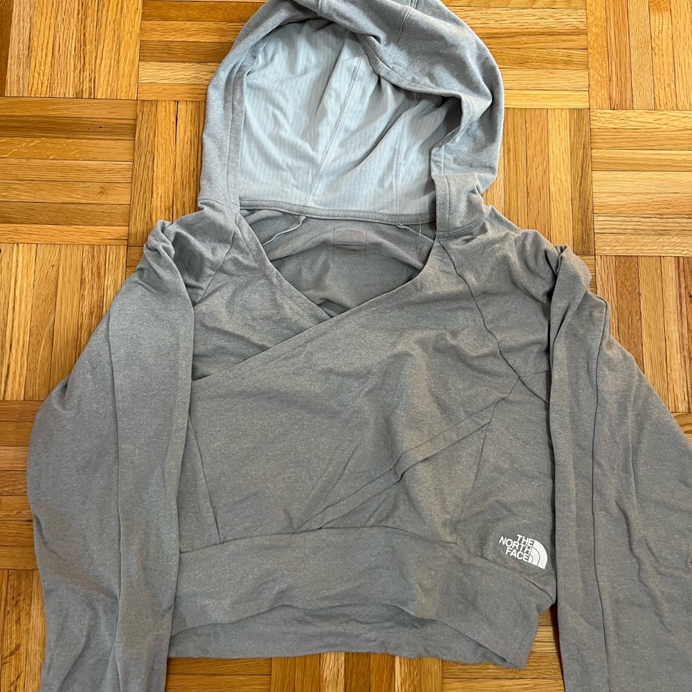 The North Face Gray Cropped Wrap Hoodie